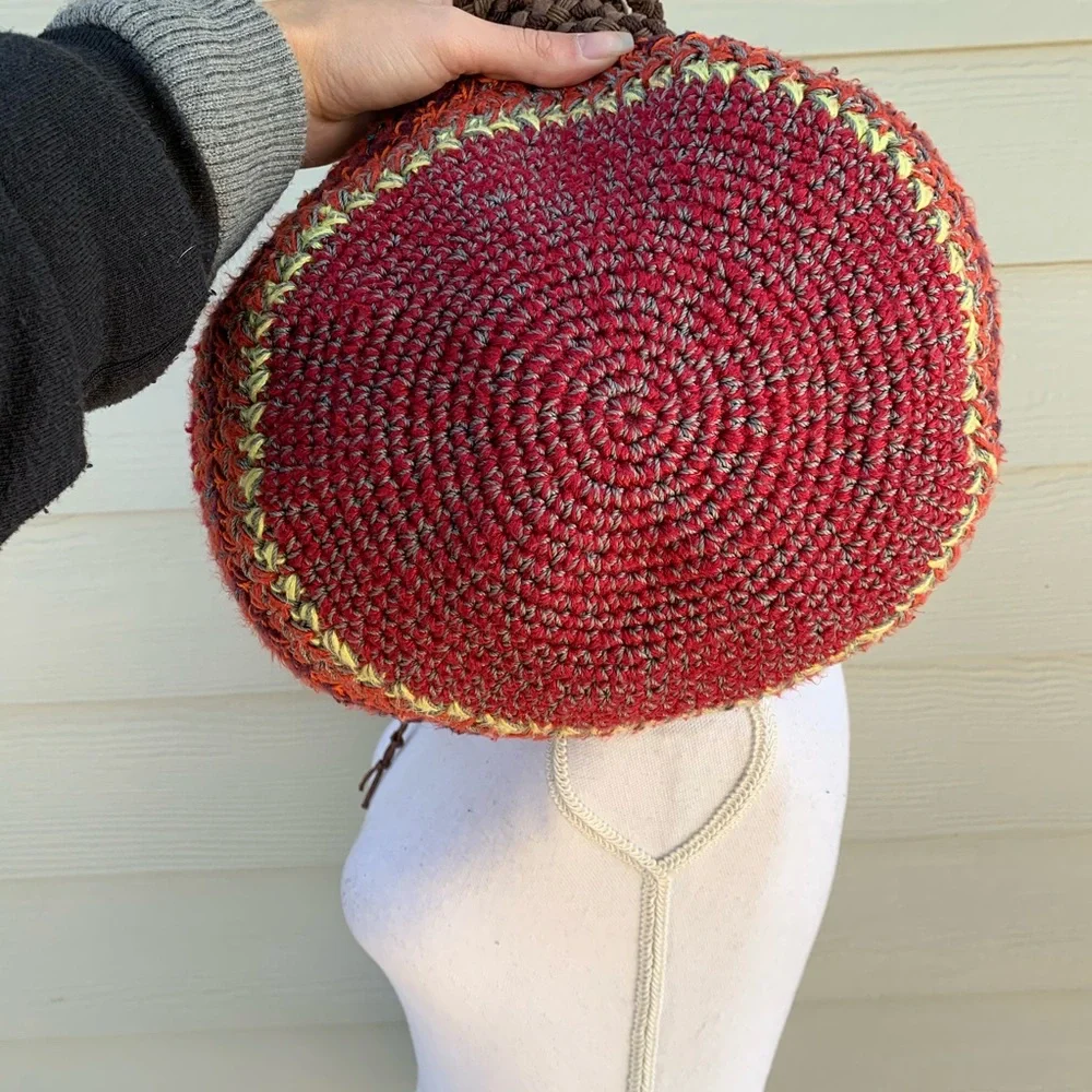 Happy And Free Crochet Handbag Boho Hippie Festival Bucket Bag